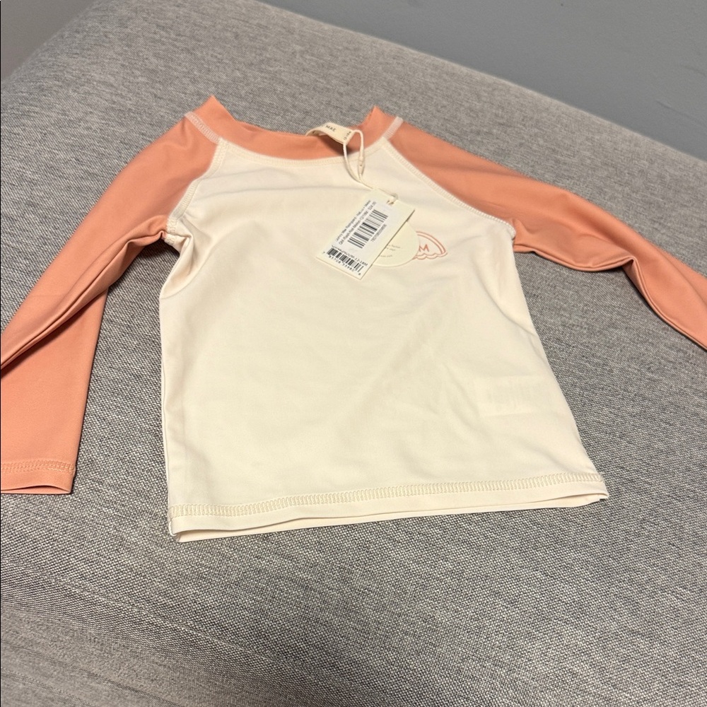 Quincy Mae natural and melon rashguard nwt